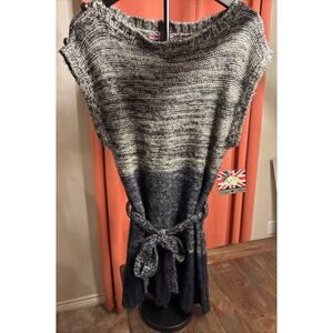 Henri Henri Sweater Dress XL Gray Black Marled Knit Belted NWT Women’s